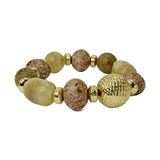 Chunky Wood Resin Beaded Stretch Bracelet – Gold/Brown · BR-2171GBRN DSC8154