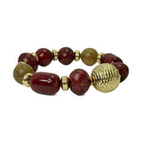 Chunky Wood Resin Beaded Stretch Bracelet – Gold/Red · BR-2171GRD DSC8156