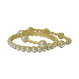 Matte Gold Tone Pearl Twisted Bangle Bracelet – Mat Gold · BR-1757MG DSC8158