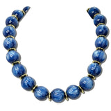 Chunky Swirled Resin Bead Necklace – Gold/Blue · J4036BL DSC8162