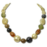 Chunky Mixed Bead Statement Necklace – Worn Gold/Natural · J4033NT DSC8165
