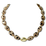 Animal Print Oval Bead Necklace – Gold/Lt.brown · J4034G DSC8167