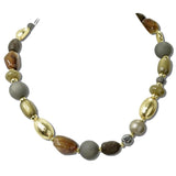 Chunky Mixed Bead Statement Necklace – Gold/Brown · J4001GBRN DSC8169