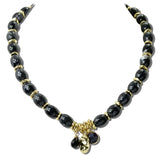 Gold Nugget Charm Beaded Necklace – Gold/Black · J3995BK DSC8172
