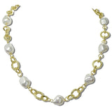 Pearl Textured Link Chain Necklace – Gold/Cream · J3960GCRM DSC8182