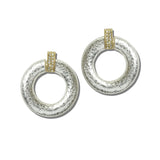 Hammered Rhinestone Bar Doorknocker Earrings – Worn Silver/Worn Gold · EWE1032-WSWG_NM _DSC8274