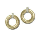 Hammered Rhinestone Bar Doorknocker Earrings – Worn Gold/Worn Silver · EWE1032-WGWS_NM _DSC8276