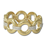 Hammered Ring Pave Stretch Bracelet – Worn Gold/Worn Silver · EWB1013-WGWS_NM _DSC8277