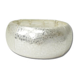 Wide Hammered Stretch Bangle Bracelet – Worn Silver  — · EWB1016-WS_NM _DSC8284