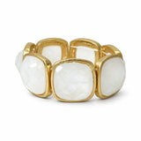 Faceted Leopard Print Stretch Bracelet – Worn Gold/White · BR10017MOP _DSC8292