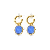 Water Resistant Textured Hoop Cushion Drop Earrings – Worn Gold/Blue · ER10499CAPRI_TP _DSC8313