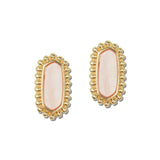 Elongated Hexagon Resin Stud Earrings – Gold/Pink · VER2121PK_VOP _DSC8408
