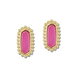 Elongated Hexagon Resin Stud Earrings – Gold/Fuchsia · VER2121FU_VOP _DSC8411