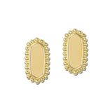 Elongated Hexagon Resin Stud Earrings – Gold/Peach · VER2121PE_VOP _DSC8412
