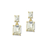 Emerald Cut Rhinestone Drop Earrings – Gold/Clear · VER6242GDCR_VOP _DSC8415