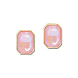 Emerald Cut Rhinestone Stud Earrings – Gold/Pink · VER6928PNK_VOP _DSC8421