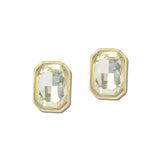 Emerald Cut Rhinestone Stud Earrings – Gold/Clear · VER6928GDCR_VOP _DSC8422