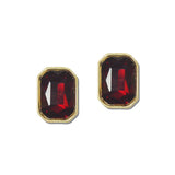 Emerald Cut Rhinestone Stud Earrings – Gold/Red · VER6928GDSM_VOP _DSC8423