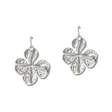 Textured Four Leaf Clover Dangle Earrings – Silver · EW20257SV_WT _DSC8448