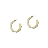 Pearl Station Gold Hoop Earrings – Gold/Cream · EW73095CRM_WT _DSC8465