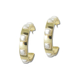 Pearl Station Gold Hoop Earrings – Gold/Cream · EW73095CRM_WT _DSC8471