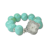 Clover Watch Bead Stretch Bracelet – Gold/Turquoise · BW40598TQ_WT _DSC8475