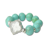 Clover Watch Bead Stretch Bracelet – Gold/Turquoise · BW40598TQ_WT _DSC8481