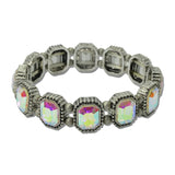 Western Octagonal Rhinestone Stretch Bracelet – Silver Burnished/AB · JB1089SBAB_SJ _DSC8567