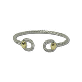 14K Gold Plated Two Tone Pave Oval Cable Cuff Bracelet – Two Tone/Clear · 2207B_MX _DSC8581