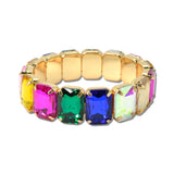 Emerald Cut Rhinestone Stretch Bracelet – Gold/Multi · MBR5793GDMU_PK _DSC8648