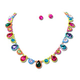 Enamel Teardrop Rhinestone Necklace Set – Gold/Multi · KNE8956GDMU_PK _DSC8671