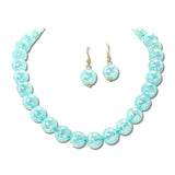 Crackle Acrylic Bead Necklace – Gold/Teal · MNE8834TE_PK _DSC8692