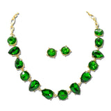 Pear Round Rhinestone Evening Necklace – Gold/Green · KNE8911GDGR_PK _DSC8698