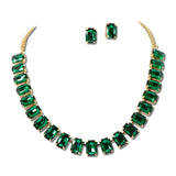 Emerald Cut Rhinestone Collar Necklace Set – Gold/Green · MNE8899GDGR_PK _DSC8704