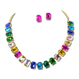 Emerald Cut Rhinestone Collar Necklace Set – Gold/Multi · MNE8899GDMU_PK _DSC8705
