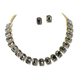 Emerald Cut Rhinestone Collar Necklace Set – Gold/Black Diamond · MNE8899GDBKD_PK _DSC8707