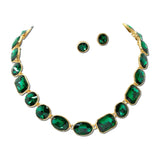 114398, MIXED CUT RHINESTONE COLLAR NECKLACE SET