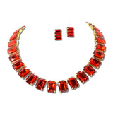 Emerald Cut Crystal Statement Collar Necklace And Earring Set – Gold/Red · MNE8433GDRE _DSC8725
