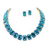 Emerald Cut Crystal Statement Collar Necklace And Earring Set – Gold/Blue · MNE8433GDBLZ _DSC8730