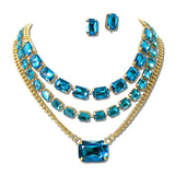 3 Piece Layered Emerald Cut Rhinestone Necklace Set – Gold/Blue · MNE8855GDBLZ_PK _DSC8732
