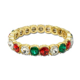 Round Stone Stretch Tennis Bracelet – Gold/Christmas Color · CB2429RGC_MUS _DSC8751