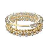 Cross Multi Strand Beaded Stretch Bracelet Set – Gold/Black Diamond · BD10200BD-GRY _DSC8760