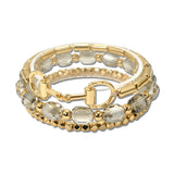 Faceted Bead Heritage Link Stretch Bracelet Set – Gold/Black Diamond · BD10198GD-BD _DSC8767