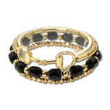 Faceted Bead Heritage Link Stretch Bracelet Set – Gold/Black · BD10198GD-BK _DSC8768