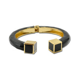 Enamel Cube Hinged Bangle Bracelet – Gold/Black · BG5602-BK_IM _DSC8822
