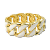 Enamel Curb Chain Link Bangle – Gold/White · BG5605-WH_IM _DSC8833