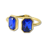 Emerald Cut Rhinestone Hinged Bangle Bracelet – Gold/Blue · BG5723-GDBL_IM _DSC8842