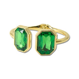Emerald Cut Rhinestone Hinged Bangle Bracelet – Gold/Green · BG5723-GDGR_IM _DSC8846