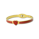 Stainless Steel Heart Enamel Pave Rhinestone Hinged Bangle Bracelet – Gold/Red · BS952-GDRD_IM _DSC8865