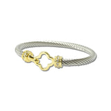 14K Gold Plated Twisted Cable Clover Cuff Bracelet – Two Tone · BC726-2T_IM _DSC8875